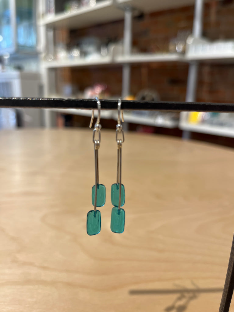 Deco Medium Earrings (Teal Transparent)