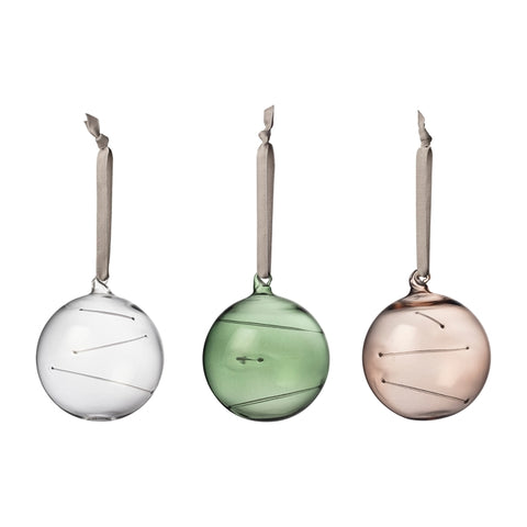 iittala Glass Sun Ball Ornaments - Green, Set of Three