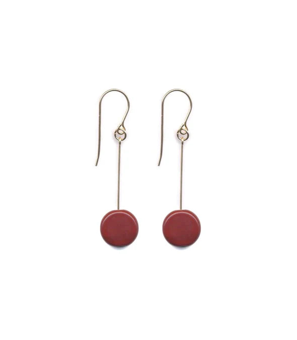 Burgundy Circle Drop Earrings