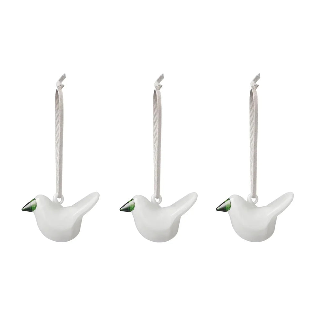 iittala Mini Glass Bird Ornaments - White, Set of Three